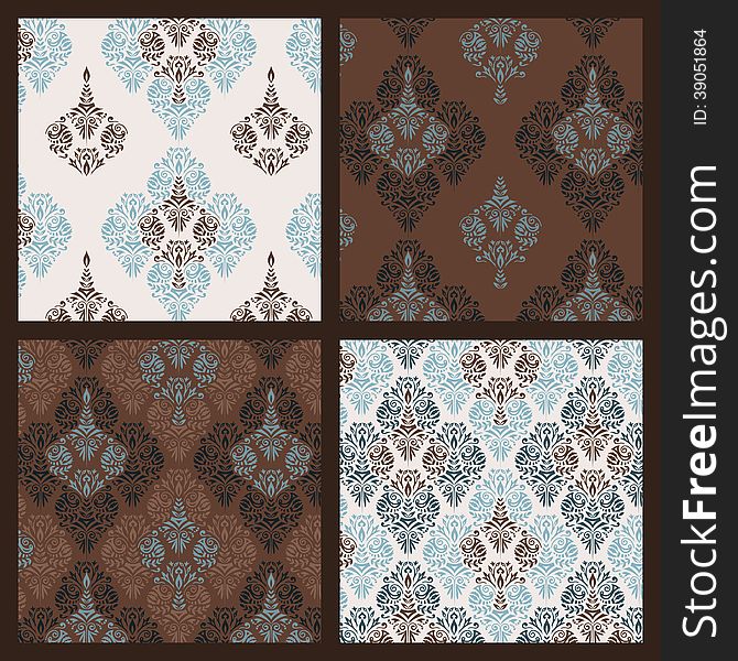 Vintage background with damask pattern. Vector illustration pattern incl. Vintage background with damask pattern. Vector illustration pattern incl.