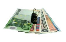 Money With A Lock Royalty Free Stock Photo Money With A Lock Royalty Free Stock Photo