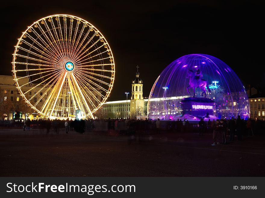 Bellecour Square In Lyon During Light Festival