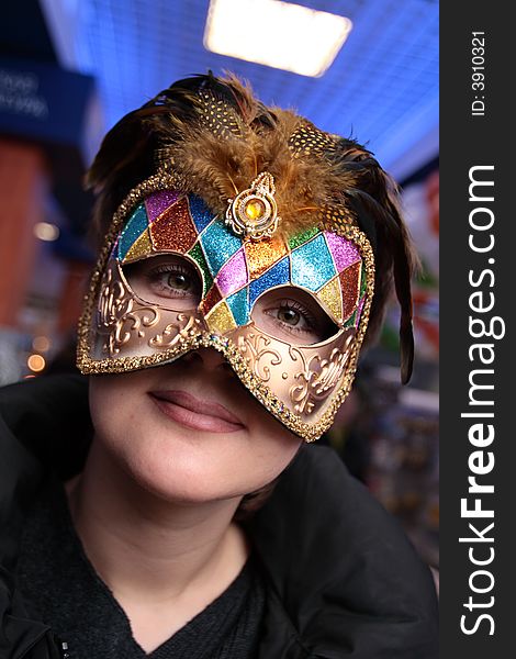 Girl In Carnival Mask