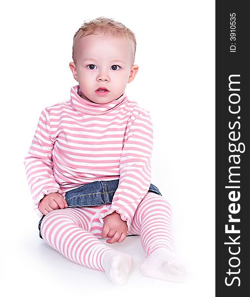 Little girl posing on isolated white background. Little girl posing on isolated white background