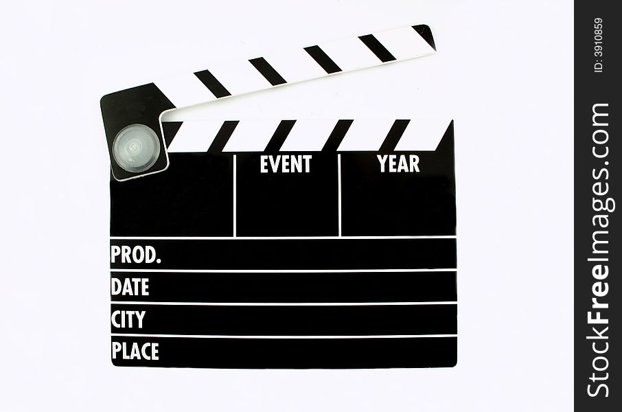 Clapper board on white backgrund