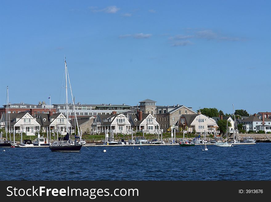 Marina with waterfront condos