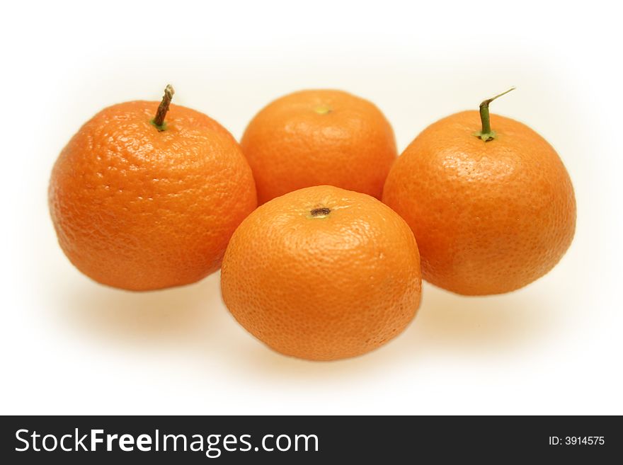 Four Mandarins against a white background. Four Mandarins against a white background