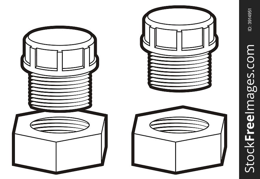 Art illustration of a lid and a locking with rusk. Art illustration of a lid and a locking with rusk
