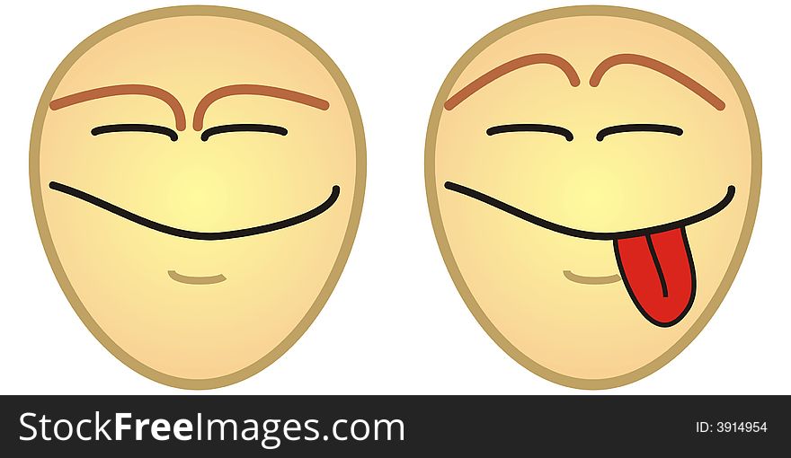 Art illustration of a smiling face without hair. Art illustration of a smiling face without hair