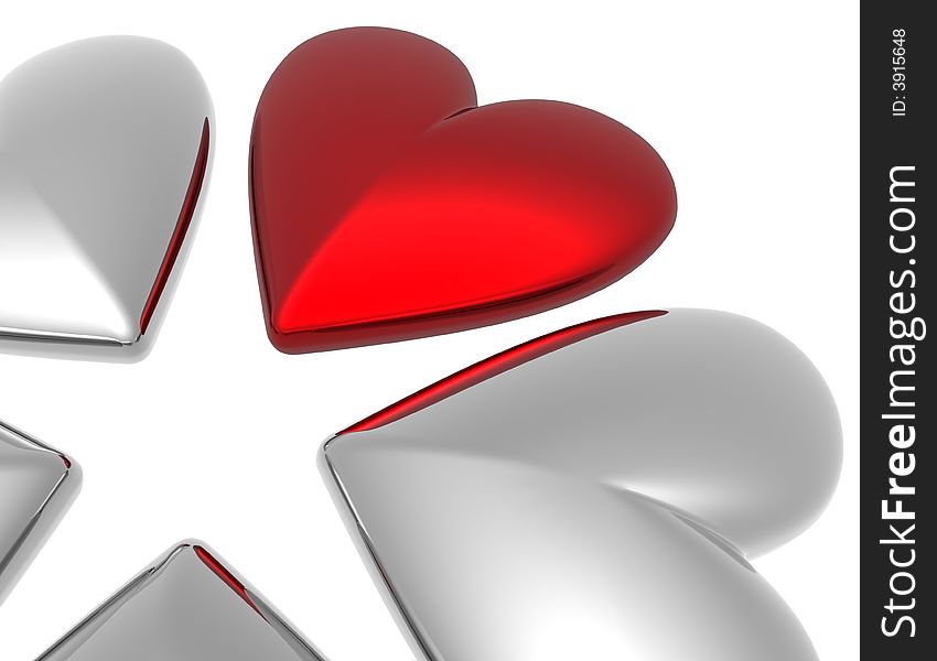 3D valentine hearts