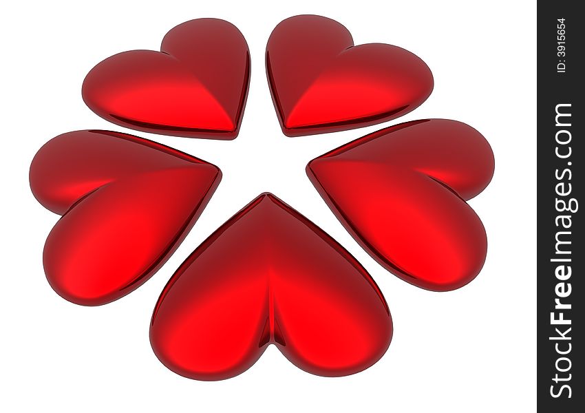 3D valentine hearts