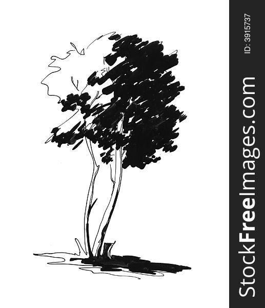 Sketch Of Lonely Tree