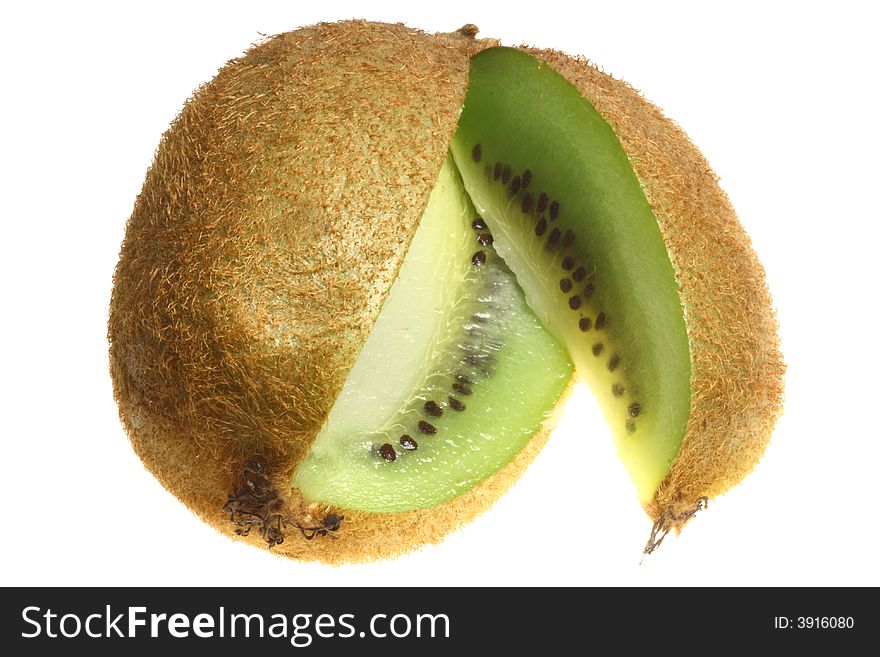 The green, recent kiwi fruit