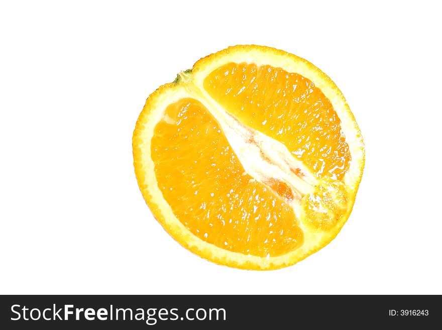 Half fresh orange isolated on a white background