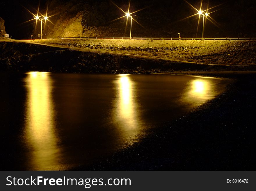 Night shot on the beach in Rhodes, Greece. Night shot on the beach in Rhodes, Greece