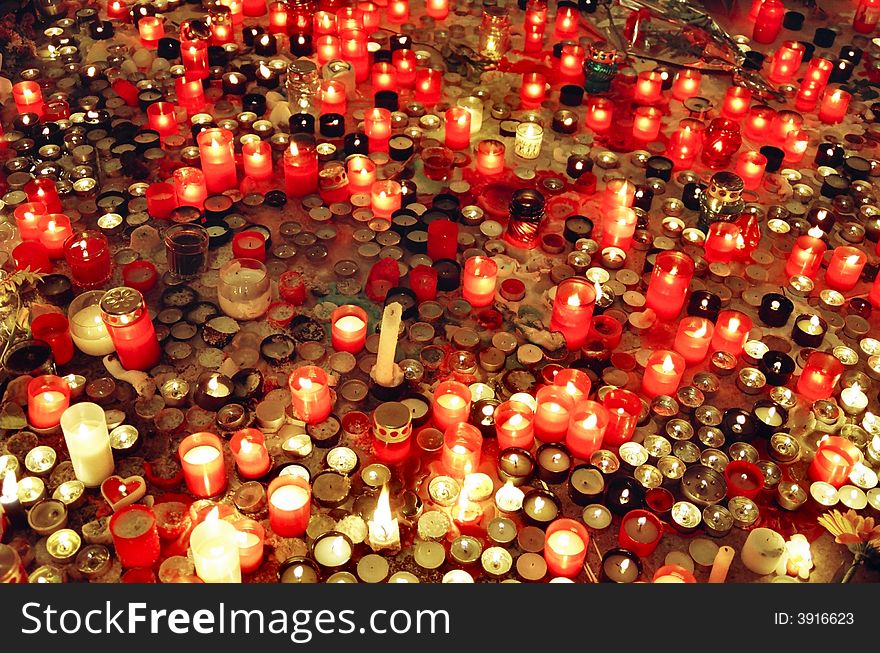 Candles on November revolution anniversary in Prague, Czech Republic. Candles on November revolution anniversary in Prague, Czech Republic