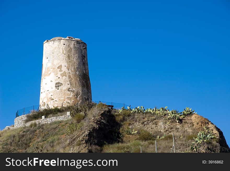 Old spanish defensive tower in El Morche, near Malaga