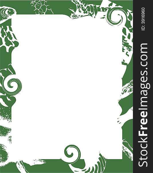 Abstract green frame with grunge borders