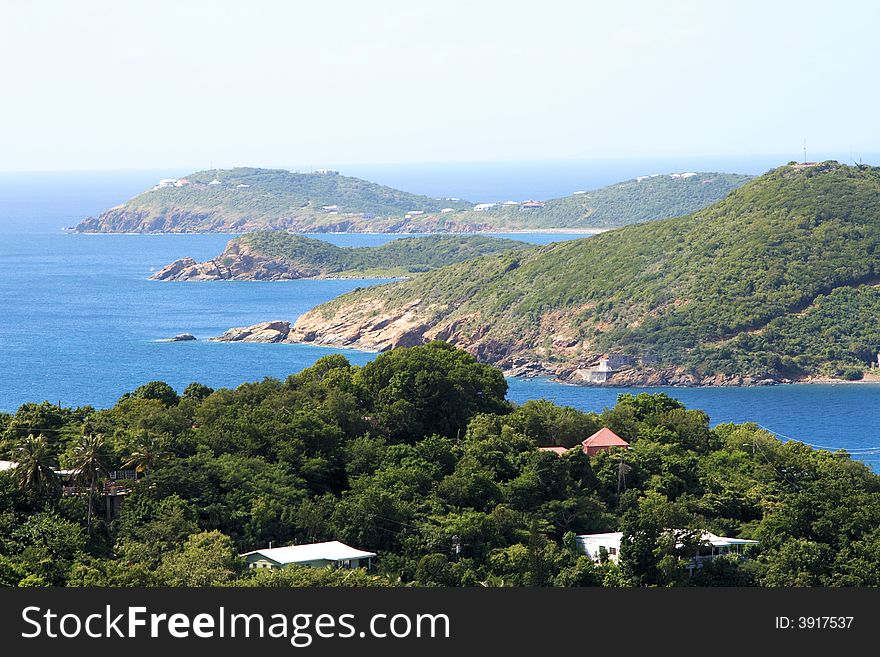 View of the harbor entrance St. Thomas US Virgin islands. View of the harbor entrance St. Thomas US Virgin islands