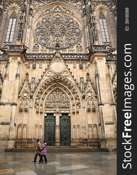 A portal of a gotic cathedral in Prague, Czech republic