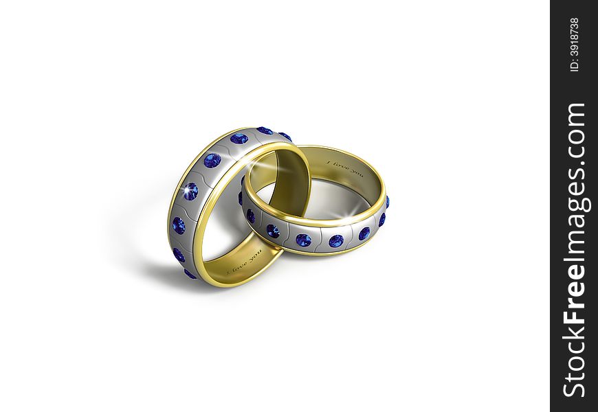 Picture shows rings, with sapphire. Picture isolated. Picture shows rings, with sapphire. Picture isolated.