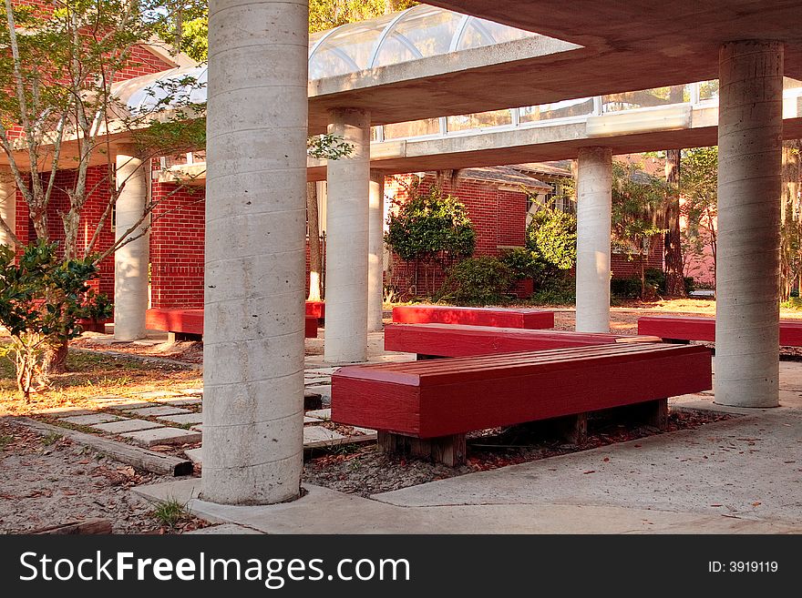 School Benches And Columns
