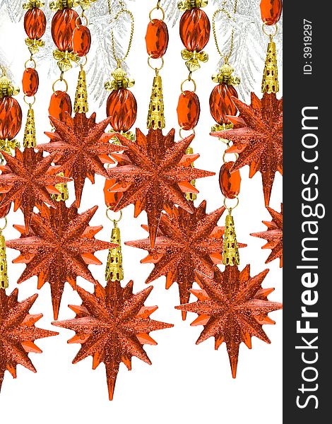 Red decoration stars isolated on white background