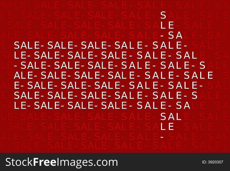 Arrow formed by repeated use of the word sale. Arrow formed by repeated use of the word sale