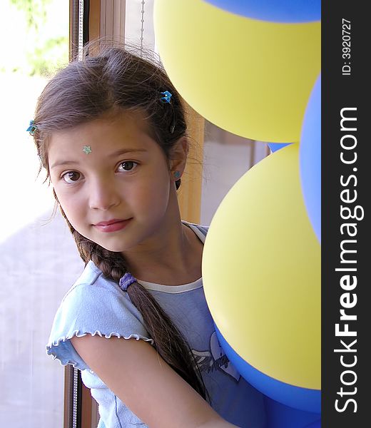 Portrait of small girl with balloons. Portrait of small girl with balloons