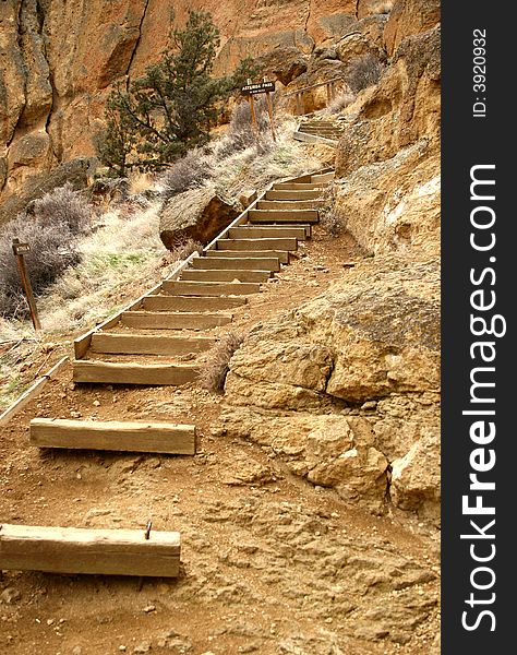 Looking up a long curving staircase outdoors. Looking up a long curving staircase outdoors