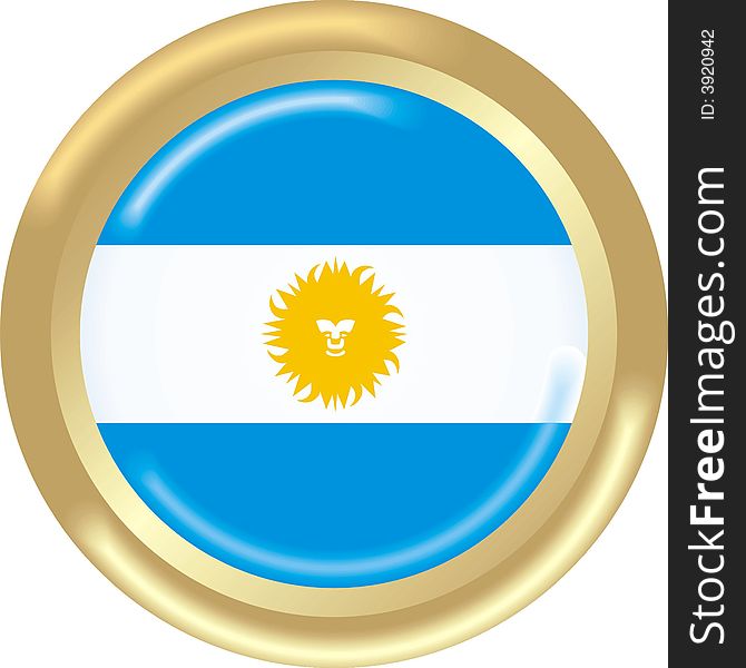 Art illustration: round medal with the flag of argentina
