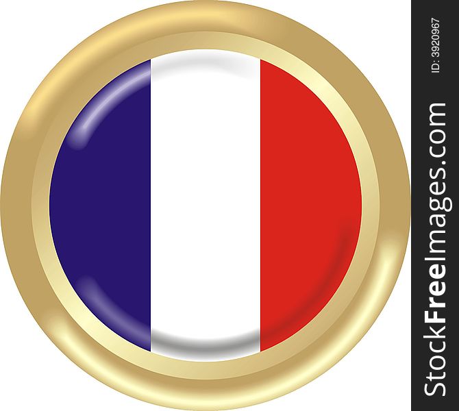 Art illustration: round medal with the flag of france