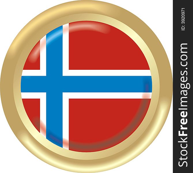 Art illustration: round medal with the flag of norway