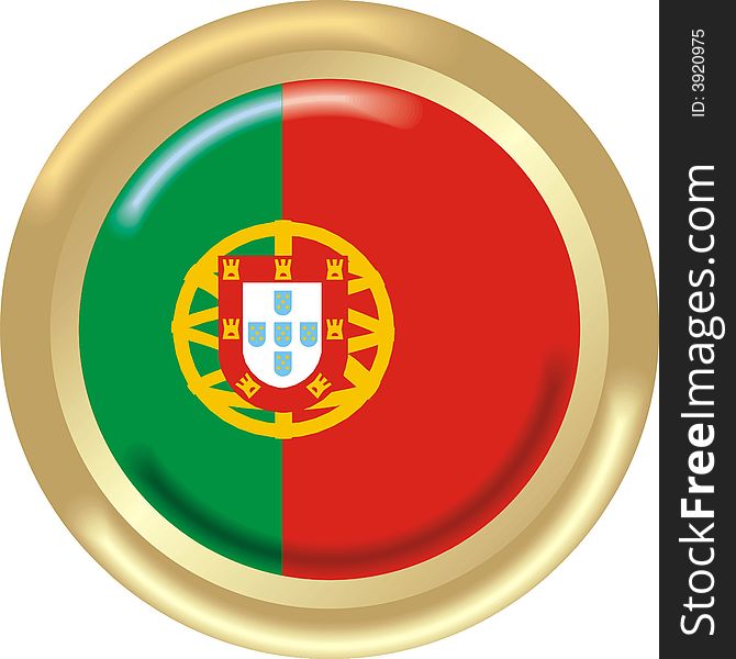 Art illustration: round medal with the flag of portugal