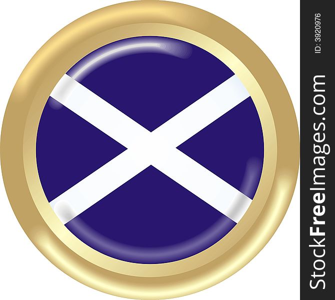 Art illustration: round medal with the flag of scotland