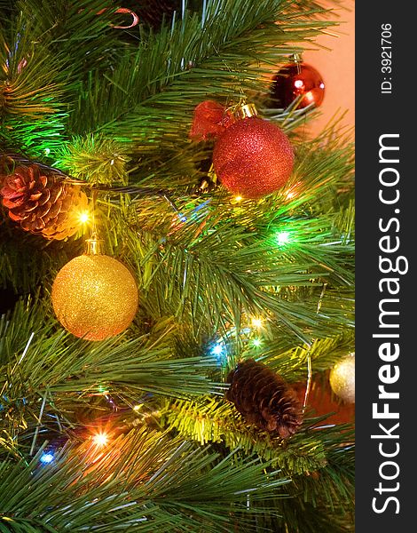 Decoration on a christmas tree. Decoration on a christmas tree