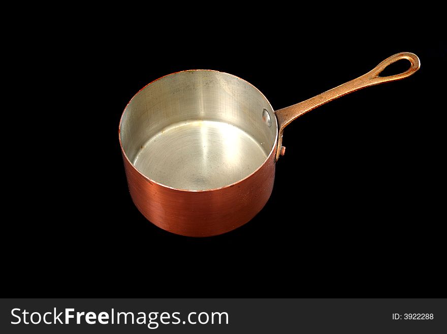 Copper pan isolated on black back
