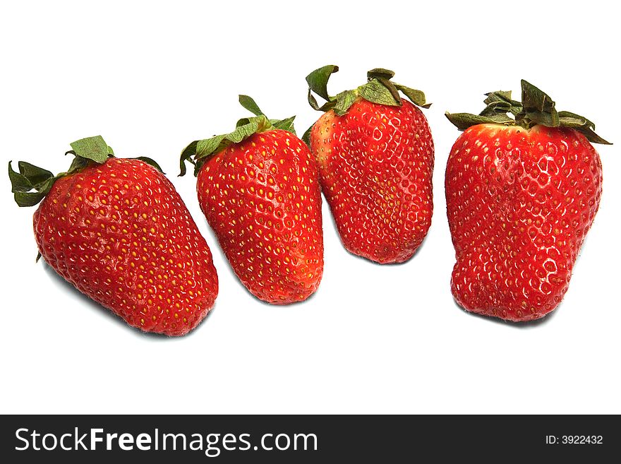 Fresh and ripe strawberry on a white background