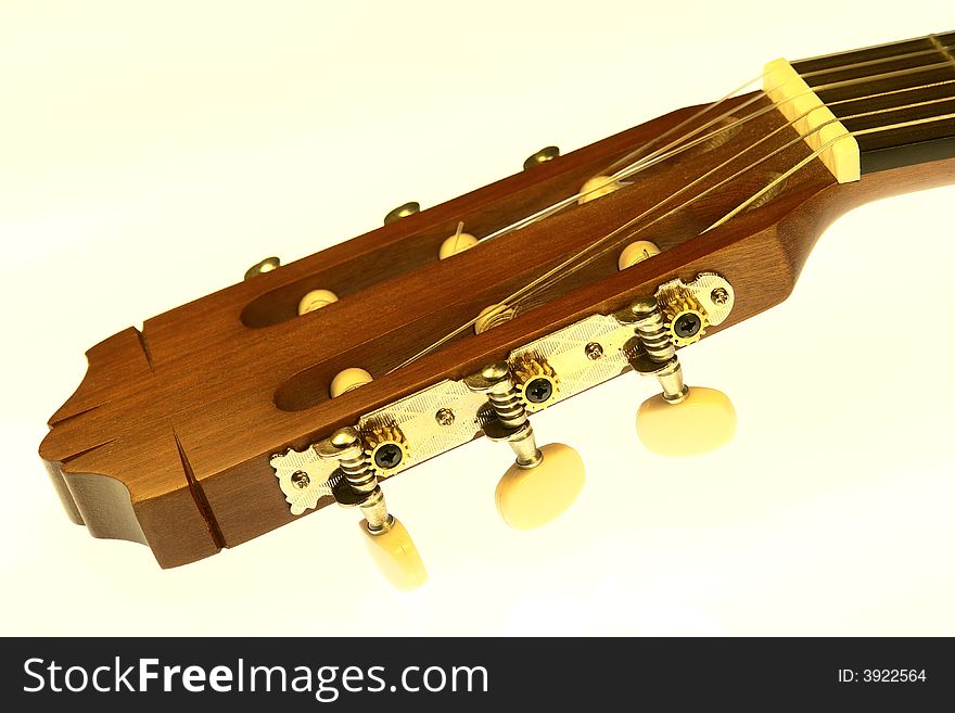 Classical guitar headstock isolated on a white background