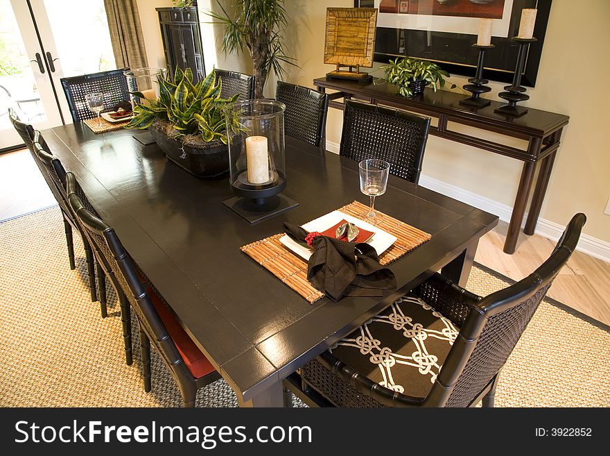 Dining table with modern decor. Dining table with modern decor.