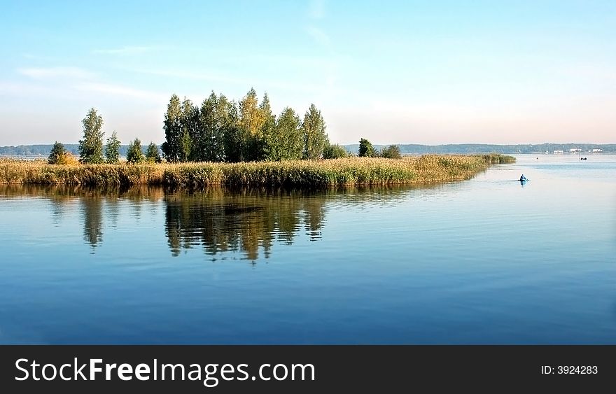 Island on lake in Riga (Latvia)