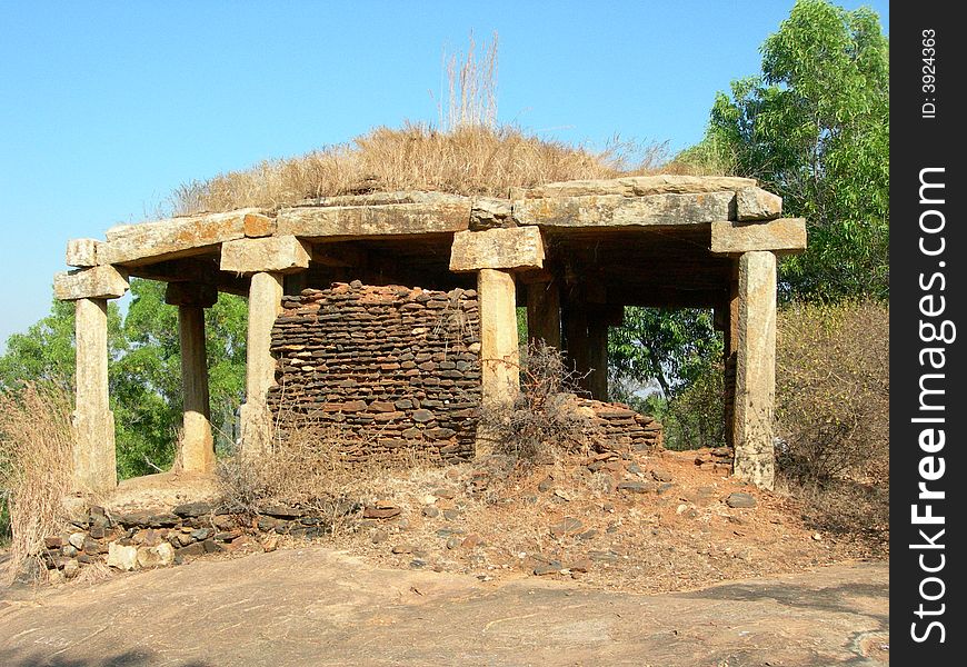 The ruins of an ancient Historic rock structure from South India. The ruins of an ancient Historic rock structure from South India