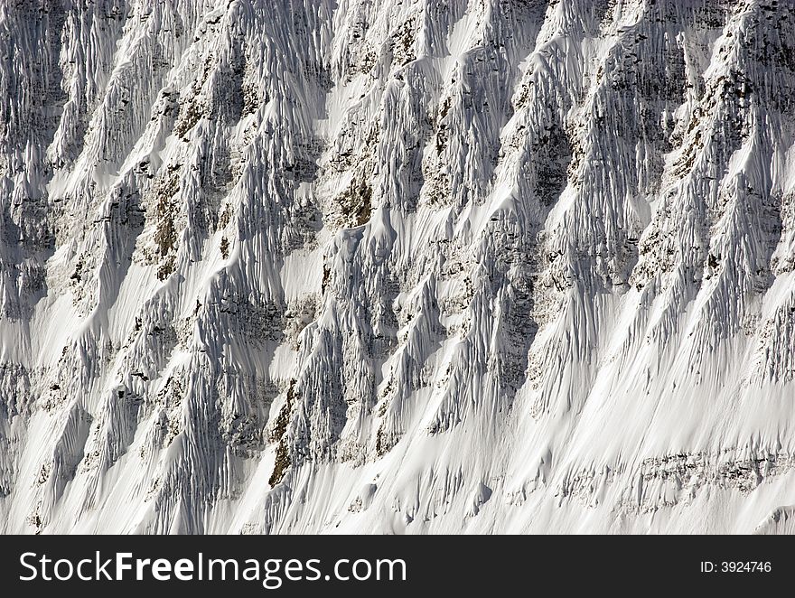 Winter rock face in Jasper National Park. Winter rock face in Jasper National Park.