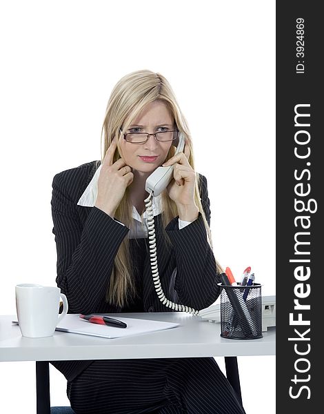 Bussines woman  working on isolated background