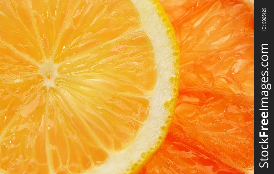 Citrus background, abstract and bright, close up