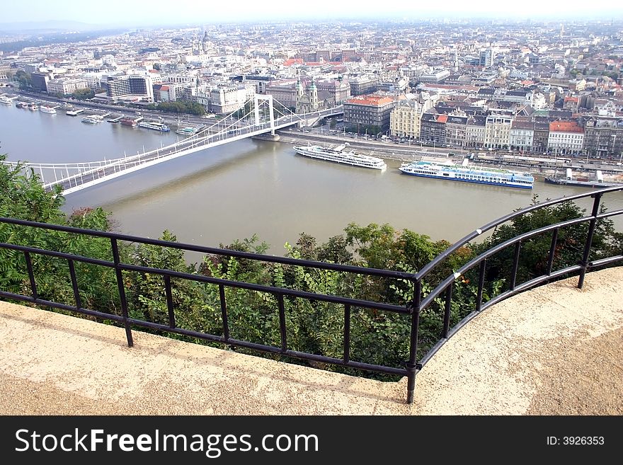 Budapest's panorama from the surrounding mountains. Budapest's panorama from the surrounding mountains.