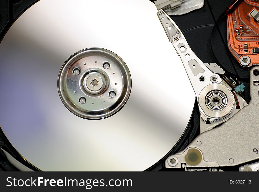 Close-up of the opened Hard Disk Drive