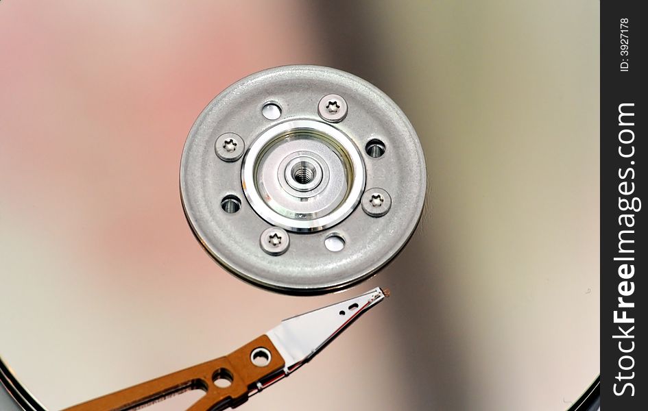 Close-up of the opened Hard Disk Drive