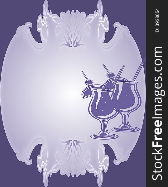 Glasses for wine -  illustration - violet background. Glasses for wine -  illustration - violet background