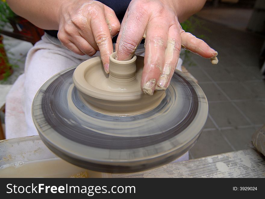 Making of pottery is art. Making of pottery is art