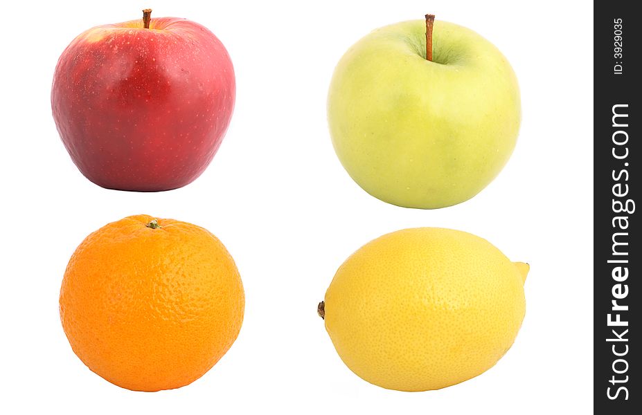 Fruit collection isolated on a white background,. Fruit collection isolated on a white background,