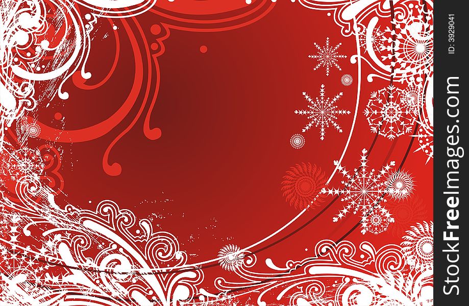 Winter design element, red snowflakes background