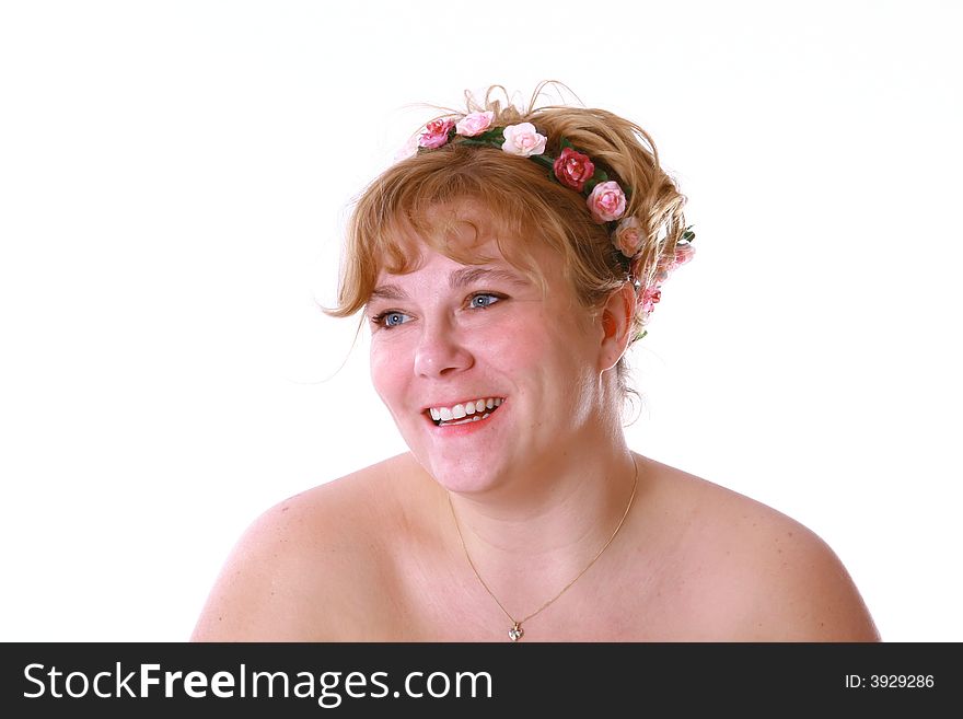 Beautiful woman seasonal flowers in her hair. Beautiful woman seasonal flowers in her hair.